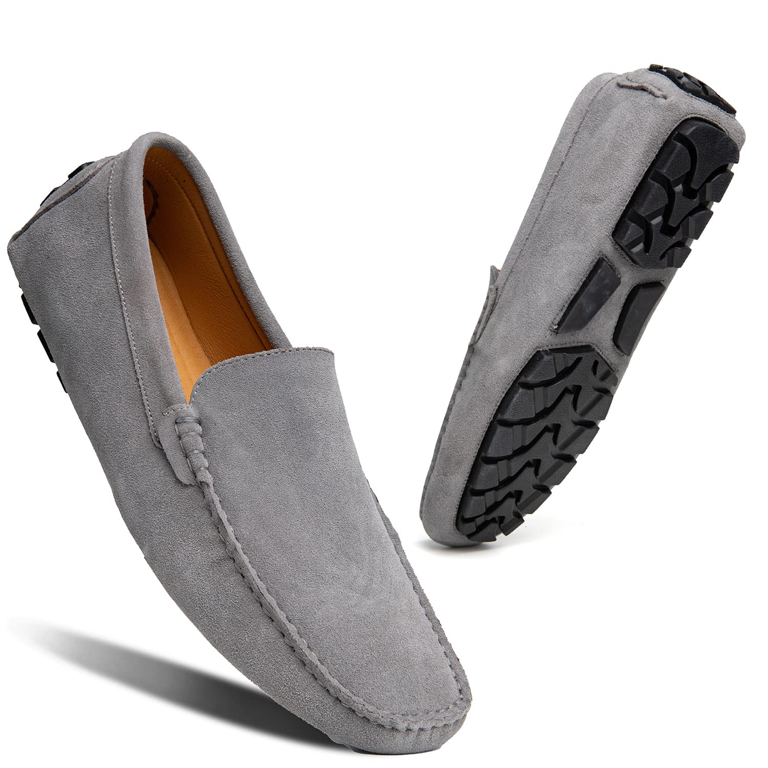 Go Tour Mens Handmade Suede Leather Casual Loafers Shoes