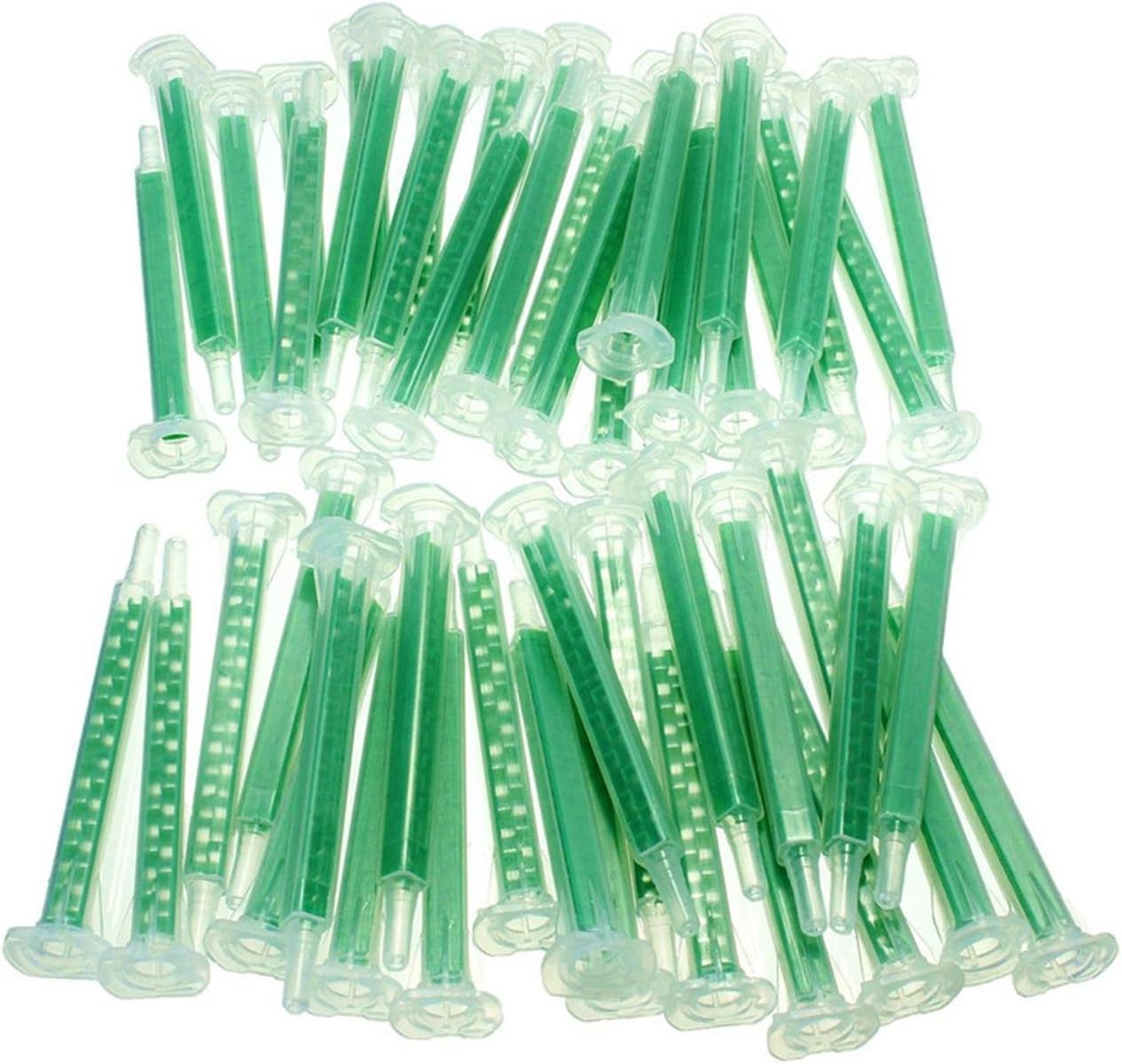 Luxuglow 50pcs Green AB Glue Static Mixer AB Glue Static Mixing Tube Mixing Nozzle Syringe Static Mouth Section 16 Nozzles for 50ml 37ml Composite Mortar