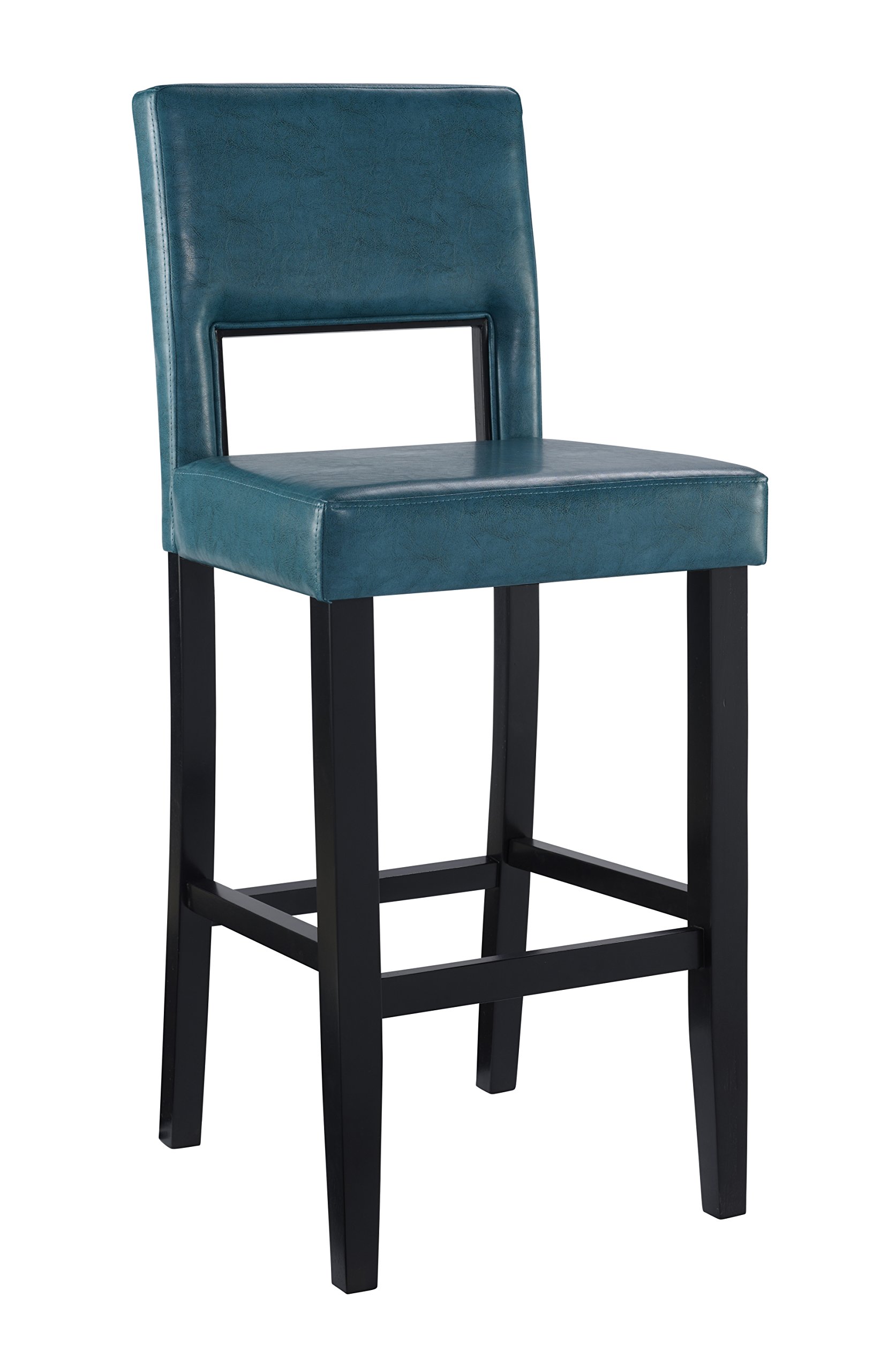 Linon 14054BLU01U Vega Bar Stool, 19" W x 20" D x 44.5" H, Blue