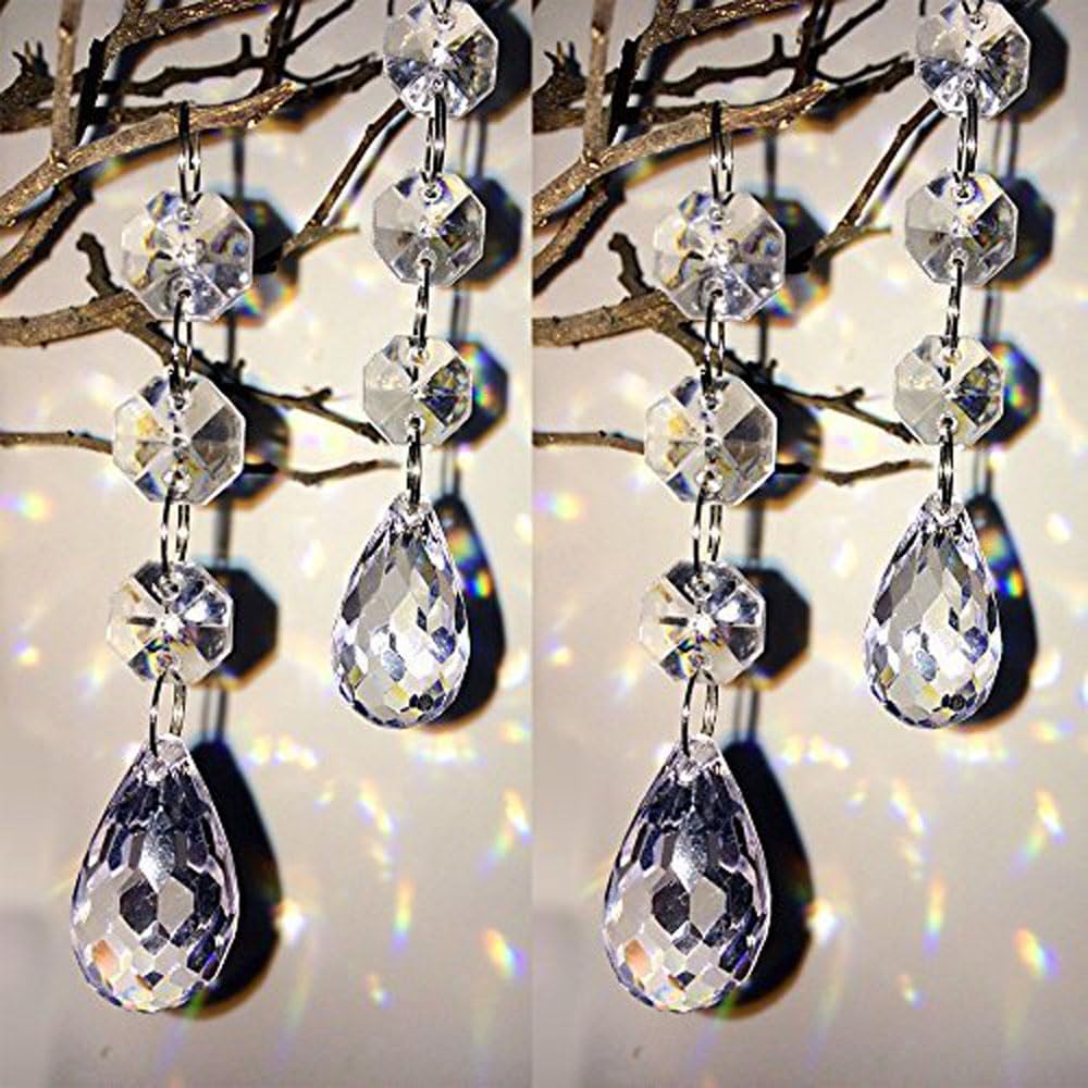 HOHIYA 30pcs Christmas Tree Decorations Ornaments Ball Bauble Acrylic Crystal Droplet Prism for Xmas Wreath Chandelier Wedding 11CM Clear