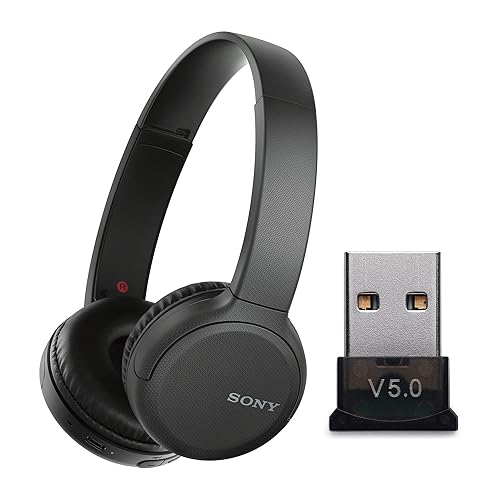 Sony WH-CH510 Wireless On-Ear Headphones (Black) Bundle with USB