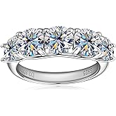 PROSTORY 5 Stone Moissanite Half Eternity Ring Wedding Band 3.6cttw D Color VVS1 925 Silver 5-Stone Engagement Ring for Women Wife Mom