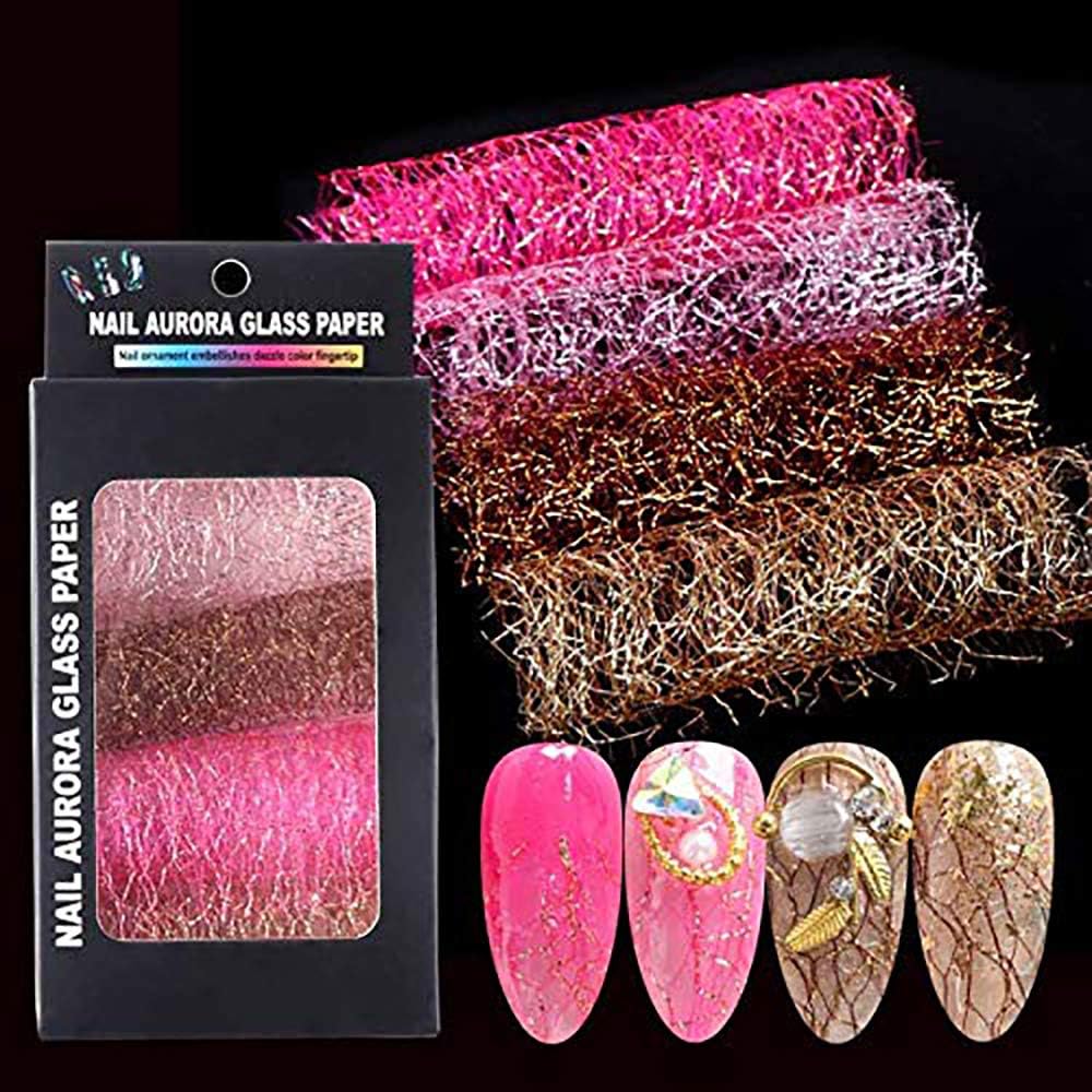 4 Color/Set Mesh Nail Art Sticker 3D Net Line Nail Decals Hollow Mesh Net Strips Design Manicure Nail Art Decoration (A)