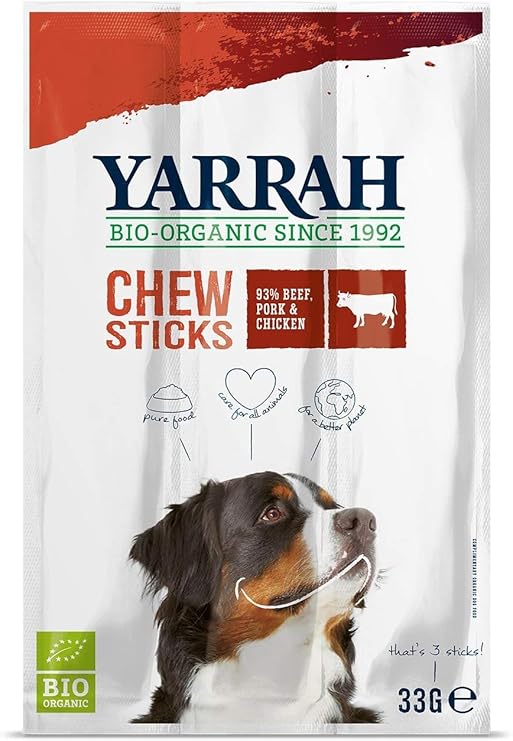 Yarrah Organic Meat Chew Sticks Dog Snacks 33 g (Pack of 25) Amazon.co