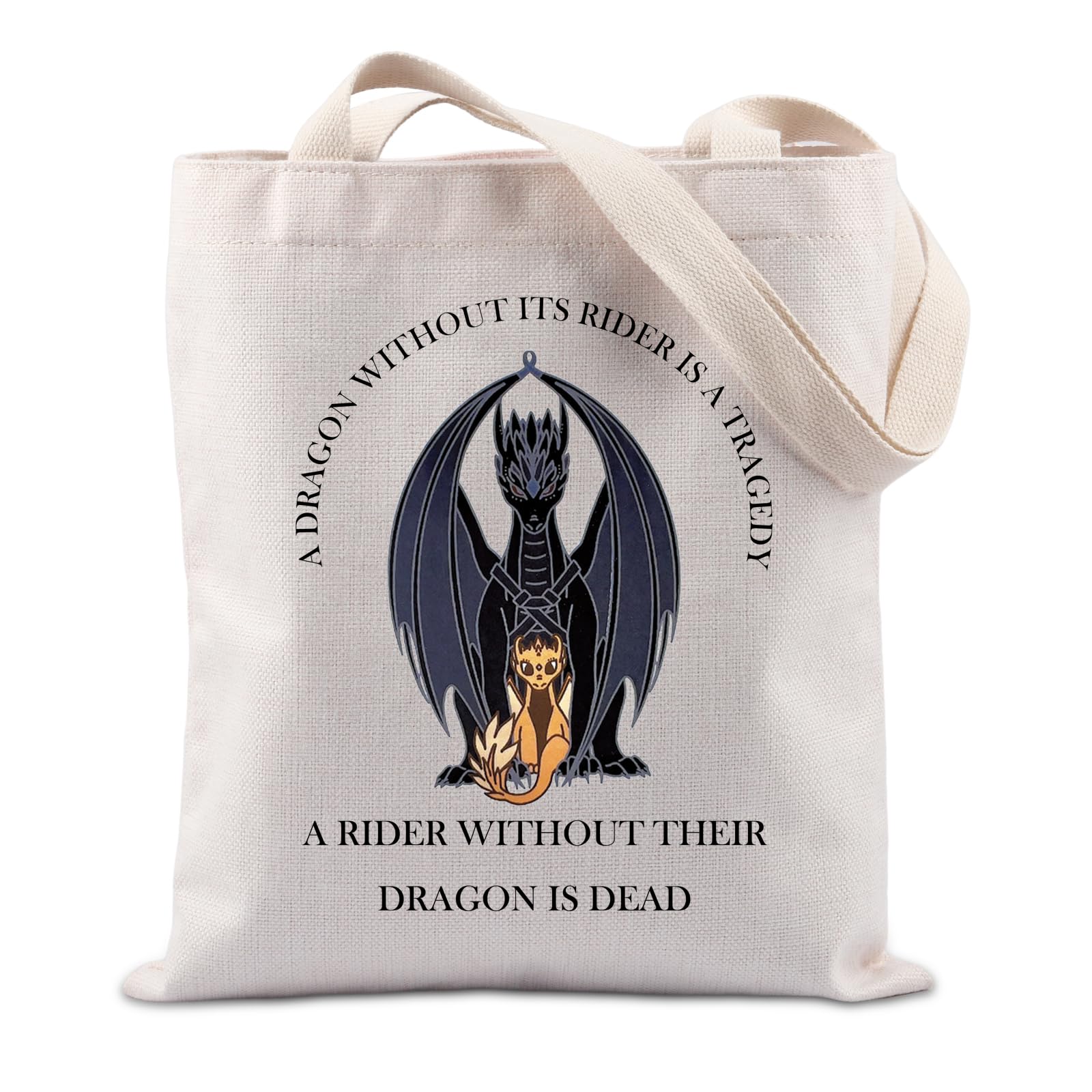 JTOUK Romantasy Fantasy Dragon Without A Rider Tote Bag Book Gift For Readers (A Dragon Tote EU)