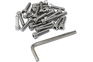 iexcell 25 Pcs M6 x 25mm Thread Pitch 1 mm Stainless Steel 304 Hex Socket Head Cap Screws Bolts Kit