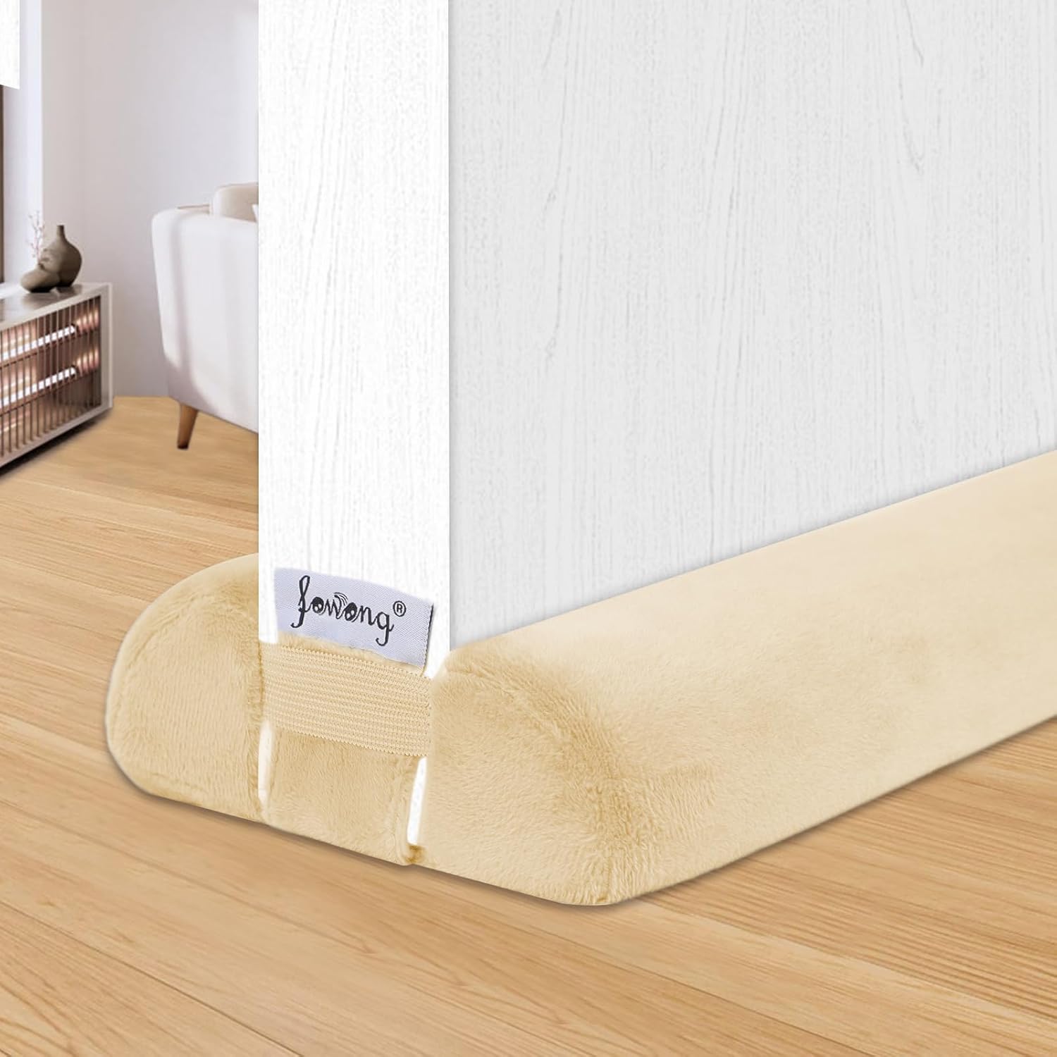 Draft Stoppers - fowong Double Side Draft Stopper Noise Blocker for Bottom of Door Stopper Seal Gap Machine-Washable Air Blocker Beige