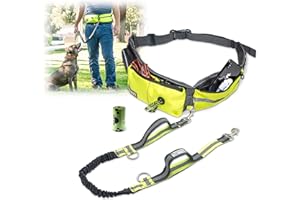 TAKSIN The Ultimate Hands Free Dog Leash System for Walking Running Hiking Training, Reflective Bungee Leash, Treat Holder, Poop Bag Dispenser for Small Medium Large Dogs (Yellow Pack)