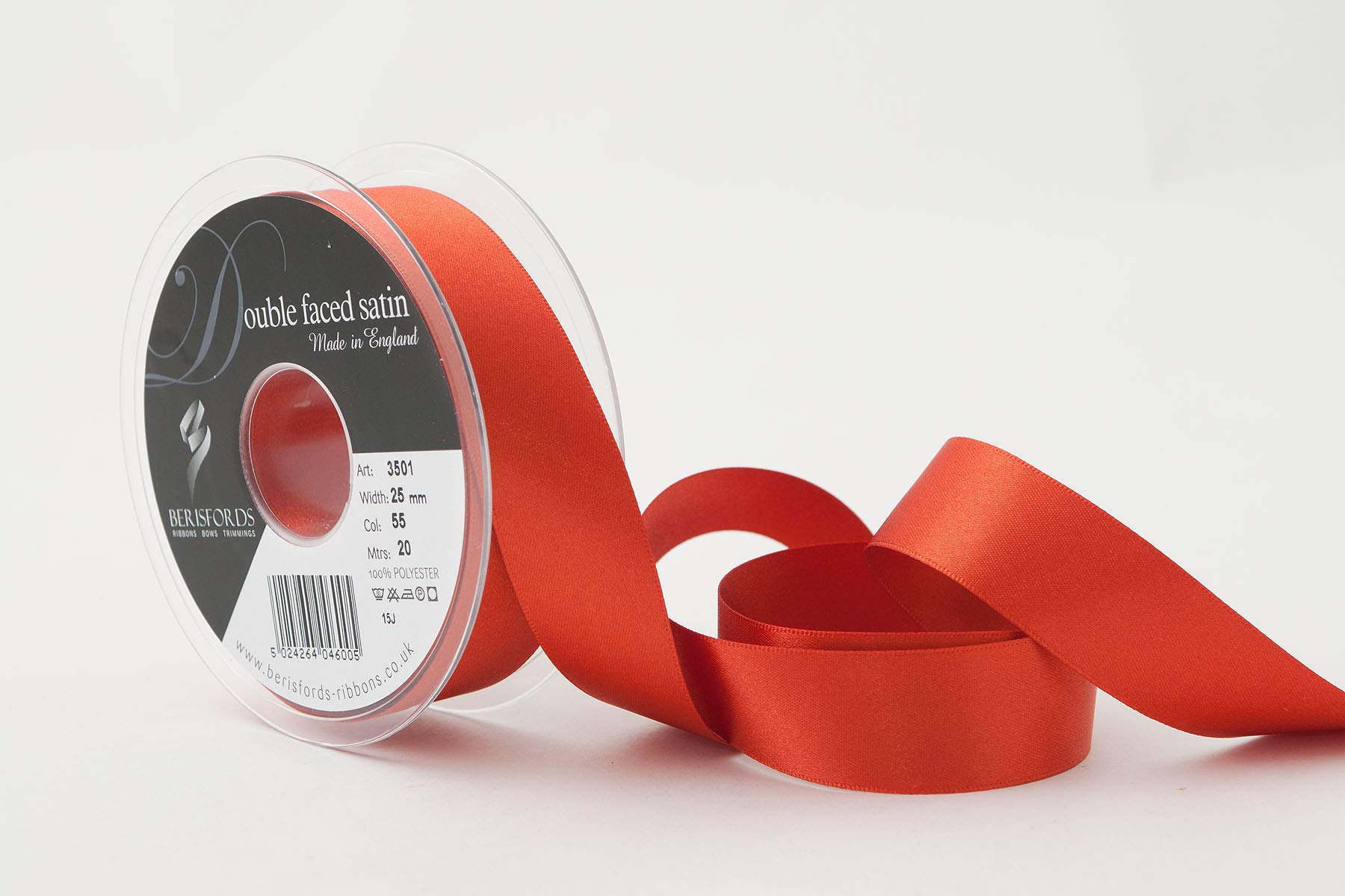 Berisfords Double FACE Poly Satin Ribbon, Rust, 10.5x10.5x3 cm — image 1