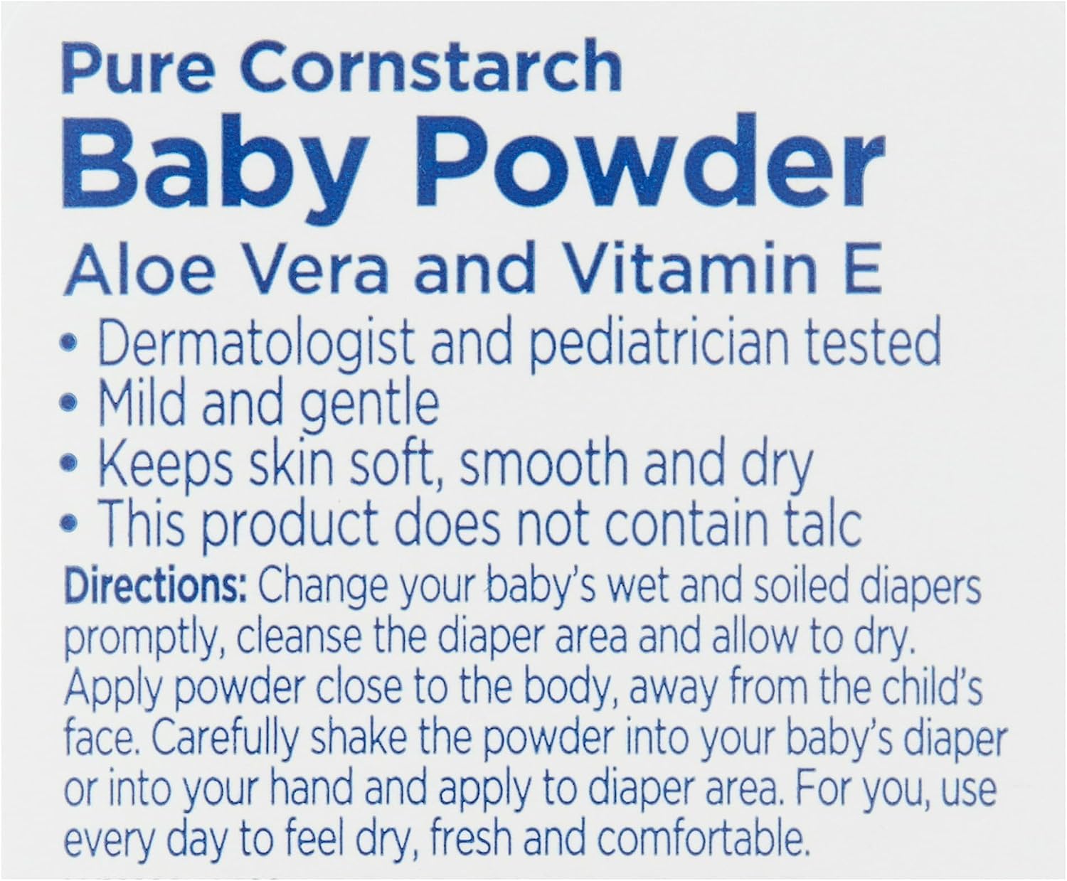 Pure Cornstarch Baby Powder Aloe and Vitamin E (22 oz - 2 Pack)