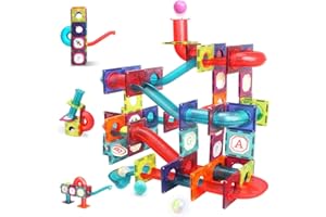 LUKAT Magnetic Tiles,125 Piece Pipe Magnetic Blocks for Toddlers, 3D Clear Magnets Toys, STEM Toy Children Magnetic Tiles Building Set for Kids Boys Girls Age 3 4 5 6 Year Old 3