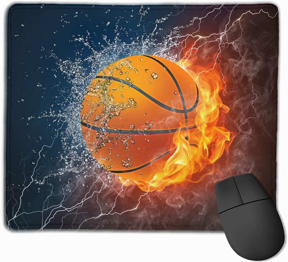 Amazon Com Non Slip Rubber Base Mousepad For Laptop Computer Pc Personality Designs Gaming Mouse Pad Mat Cool Basketball With Water Fire 11 81 X 9 84 Inch Office Products