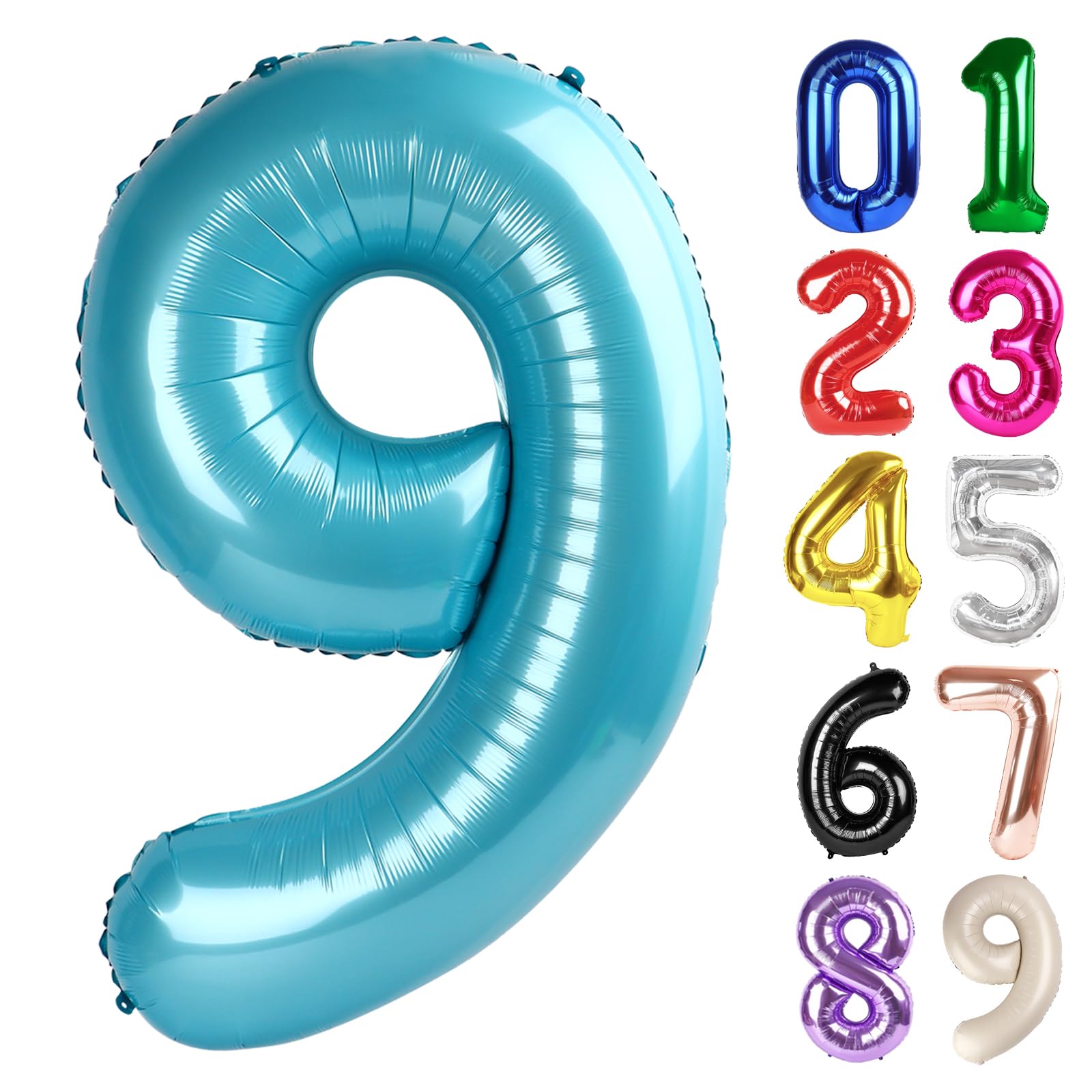 Photo 1 of 9 Balloon - Pearlescent Blue Birthday Number Balloons, 40 Inch Large Foil Balloons for Men Women Boys Girls Pearlescent Blue Themed Birthday Decorations