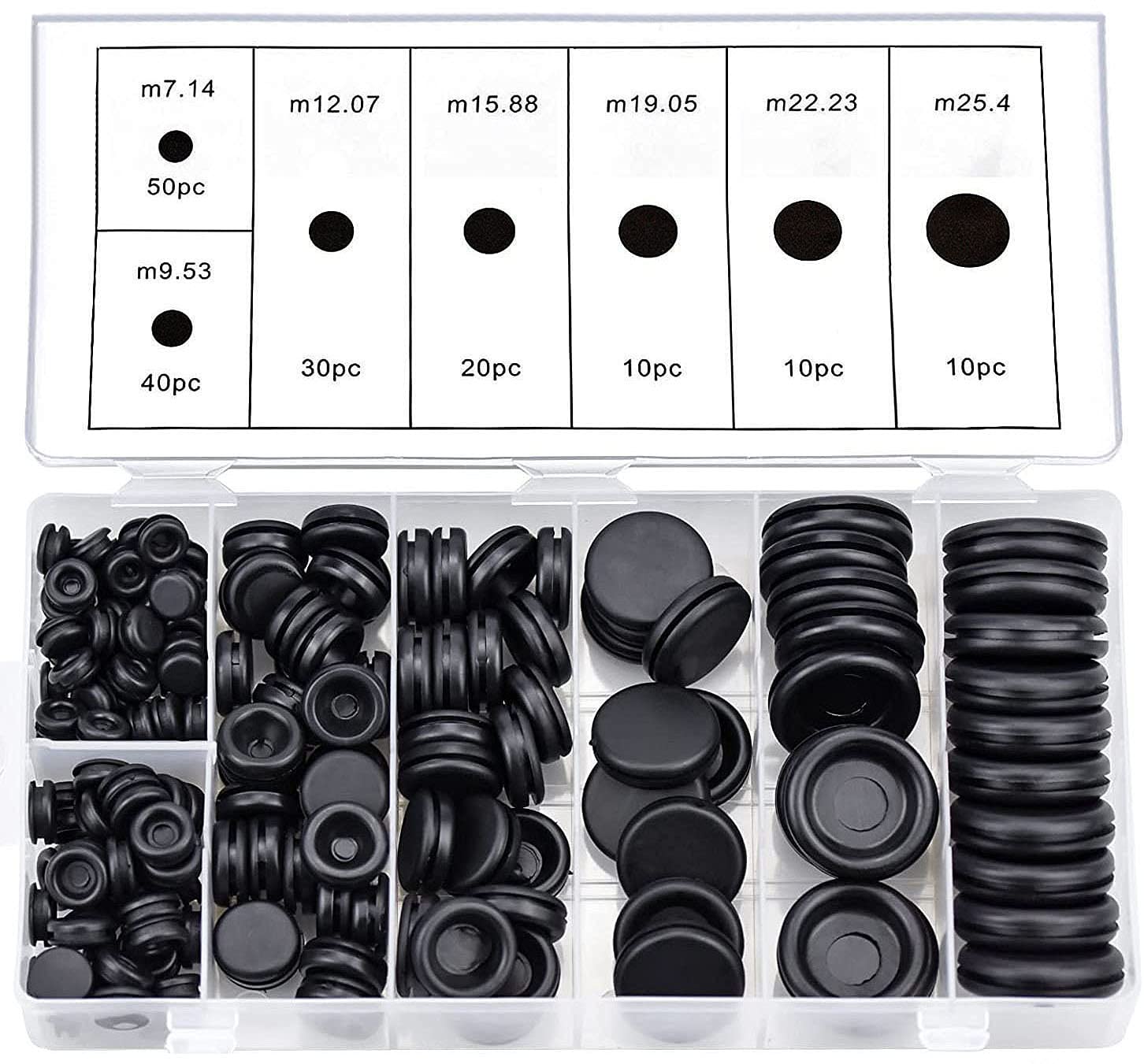 Litensh 170pcs Rubber Grommet Set, Firewall Hole Plug Electrical Grommets Wire Grommets Plugs Eyelet Ring grommets for Car Plugs Hoses Cables