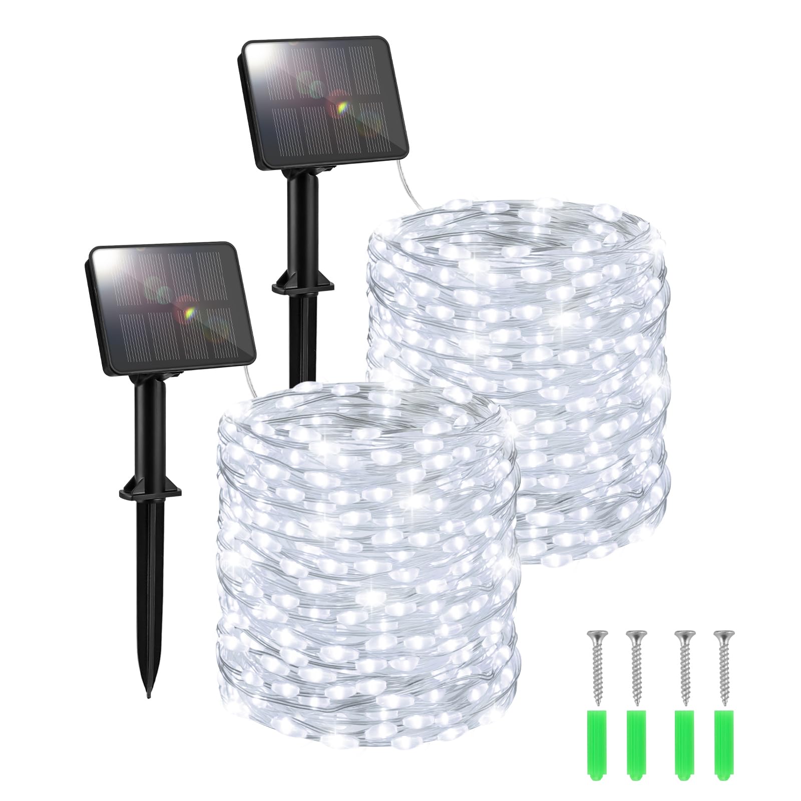 FFZZKJ Solar Lights Outdoor Garden Waterproof Total 240LED 12Mx2 Pack Outdoor Solar Lights for Garden Patio Balcony Terrace Veranda Tree, Cold White