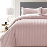 MOONLIGHT20015 King Size Duvet Cover Set Reversible Stripes Satin Bedding Peach view 5
