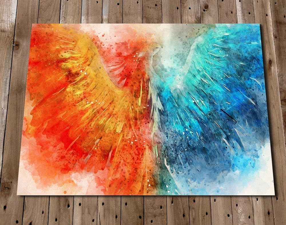 PHOENIX ABSTRACT Wall Art Print Poster Blue Orange Wall Decor