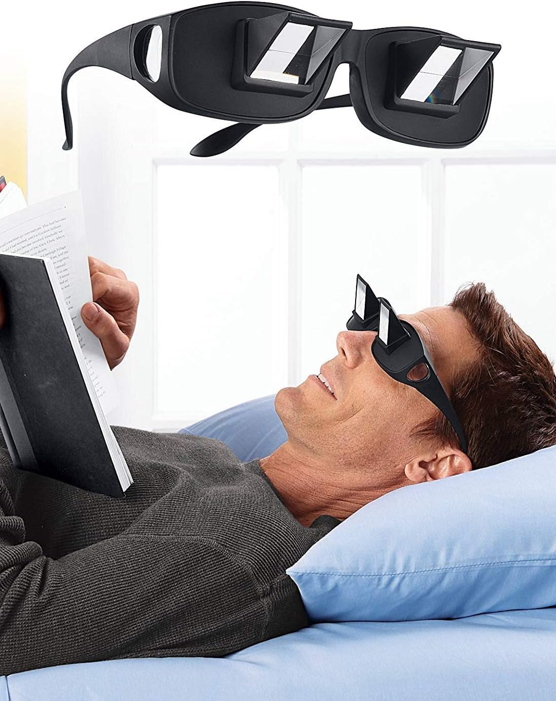 Krupalu Plastic Spectacles Lazy Readers Prism Eyeglasses for Watching Entertainment TV, Book, ETC - 1 Pc (Black Color)
