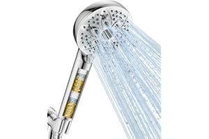 6-Setting Filtered Handheld Shower Head, JDO High Pressure Shower Head with Replaceable Filter Cartridge 4.7 Inch Detachable Showerhead for Chlorine Hard Water Removal 59 Inch Stainless Steel Hose