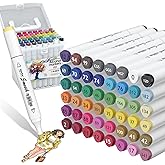 HaPi.Pen Alcohol Markers, 48 Colors Dual Tip Art Coloring Markers for Adult Coloring Books, Drawing, Sketching, Painting Supplies,Alcohol Based with Carrying Case