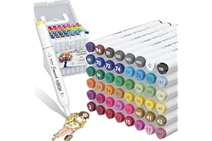 HaPi.Pen Alcohol Markers, 48 Colors Dual Tip Art Coloring Markers for Adult Coloring Books, Drawing, Sketching, Painting Supplies, Alcohol Based with Carrying Case