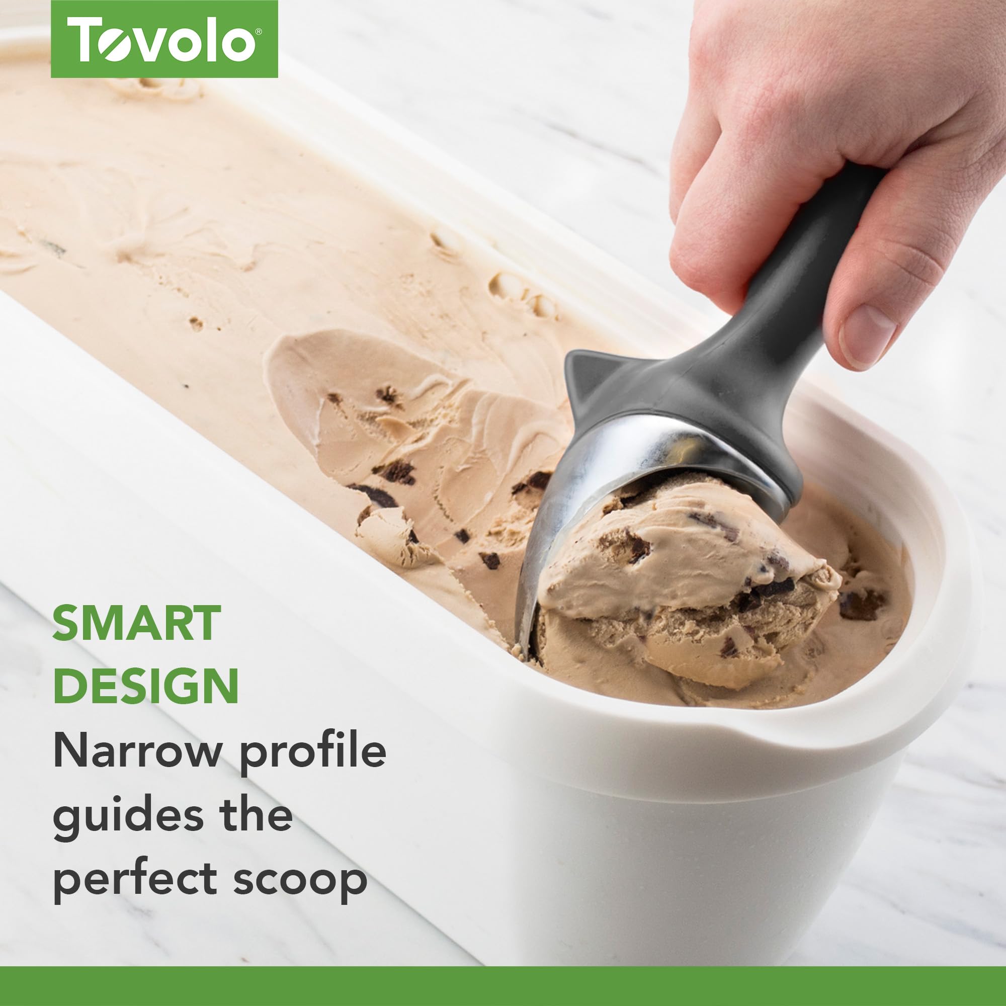 Tovolo Ice Cream Containers for Homemade Ice Cream, Glide-A-Scoop (2.5 Qt, White) - Stackable Ice Cream Storage Containers for Freezer - BPA-Free Ice Cream Tub with Lid & Non-Slip Base