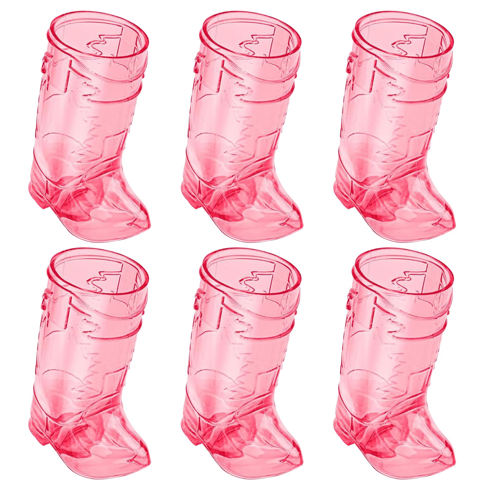 Toyhood 6Pcs Mini Cute Cowboy Boot Shot Glasses, 1oz Plastic Western Cowboy Mini Beer Mugs, Reusable Cowboy Boot Cups, for Cowboy Bachelorette Theme Party Supplies Wedding Decorations (Pink)