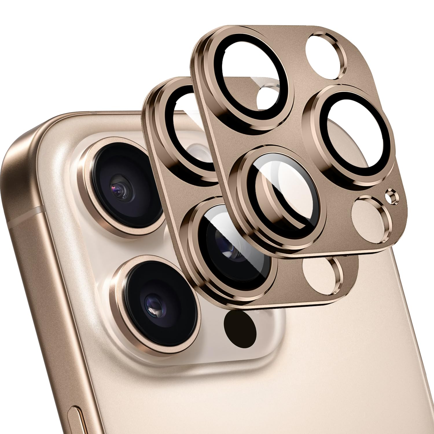 T Tersely 2 Pack Camera Lens Protector for iPhone 16 Pro/16 Pro Max, Alloy Metal Camera Cover with Tempered Glass Screen Protector Accessories,Scratch Resistant,Easy to Install - Brown