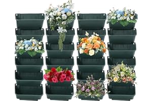 KUNGHEI 24 Pack Vertical Garden Planter,13 inch Wall Mounted Planter for Patio Indoor Outdoor Decor, Garden Self Watering Pot Balcony Plant Vegetable Fruit Herb Hanging Pocket Holder Flowerpot (Army Green)
