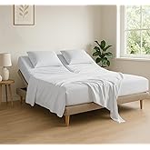 Cottingon 4 Piece Flex Head King Sheet Set, Top 34 Inch Split Sheets for Sleep Number Adjustable Beds, Soft Breathable 100% Egyptian Cotton, Fits Upto 16" Deep Mattress 78"X80"+ 34", White
