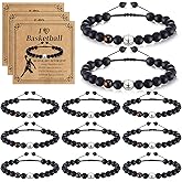 Loetere 12 Set Sport Adjustable Beaded Bracelets Gifts Football Softball Soccer Volleyball Golf Basketball Hockey Bracelets for Women Men Adjustable Beaded Accessories