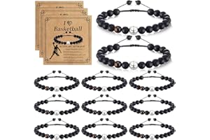 Loetere 12 Set Sport Adjustable Beaded Bracelets Gifts Football Softball Soccer Volleyball Golf Basketball Hockey Bracelets for Women Men Adjustable Beaded Accessories
