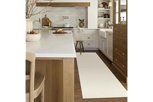 LEEVAN Cotton Runner Rug, 2'x6', White, Reversible, Washable, Bohemian Kitchen Hallway Bathroom Modern Entryway