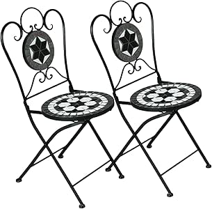 Deuba Set de 2 Sillas Mosaico »Oriental« Asiento de cerámica Plegables