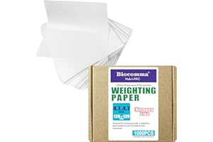 Biocomma 4.7x4.7 inches Cellulose Weighing Paper Sheet, Nitrogen Free,Non-Absorbing, High-Gloss (1000Pcs)