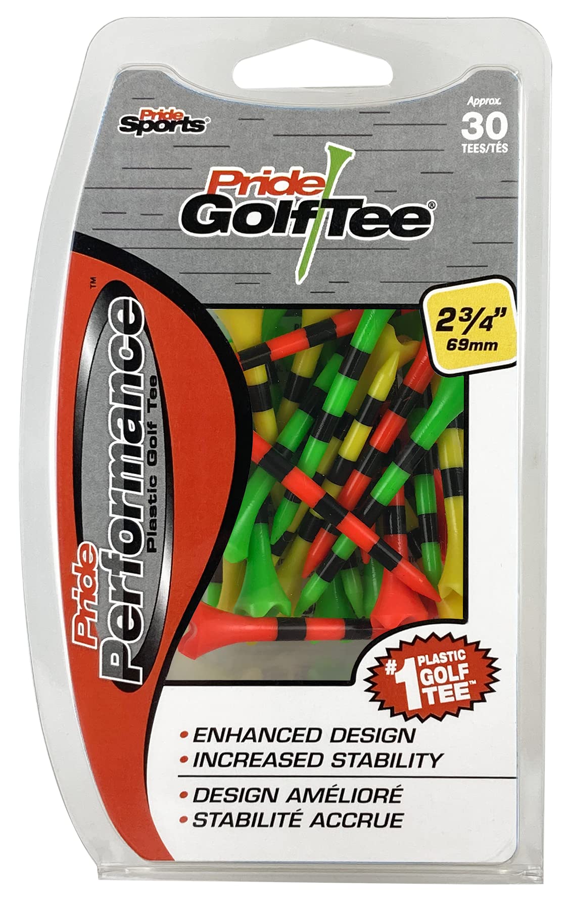 Pride Golf Tee golf spikes 2-3/4 Inch Tees, Fruit Mix, 2.75 US