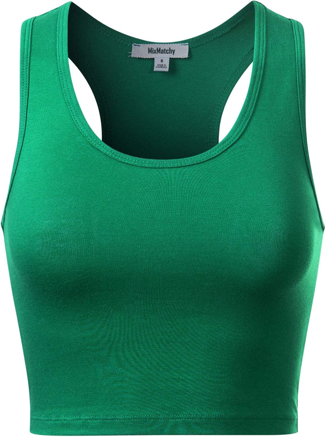 MixMatchy Women's Cotton Basic Sleeveless Racerback Sports Crop Tank Top at  Women’s Clothing store