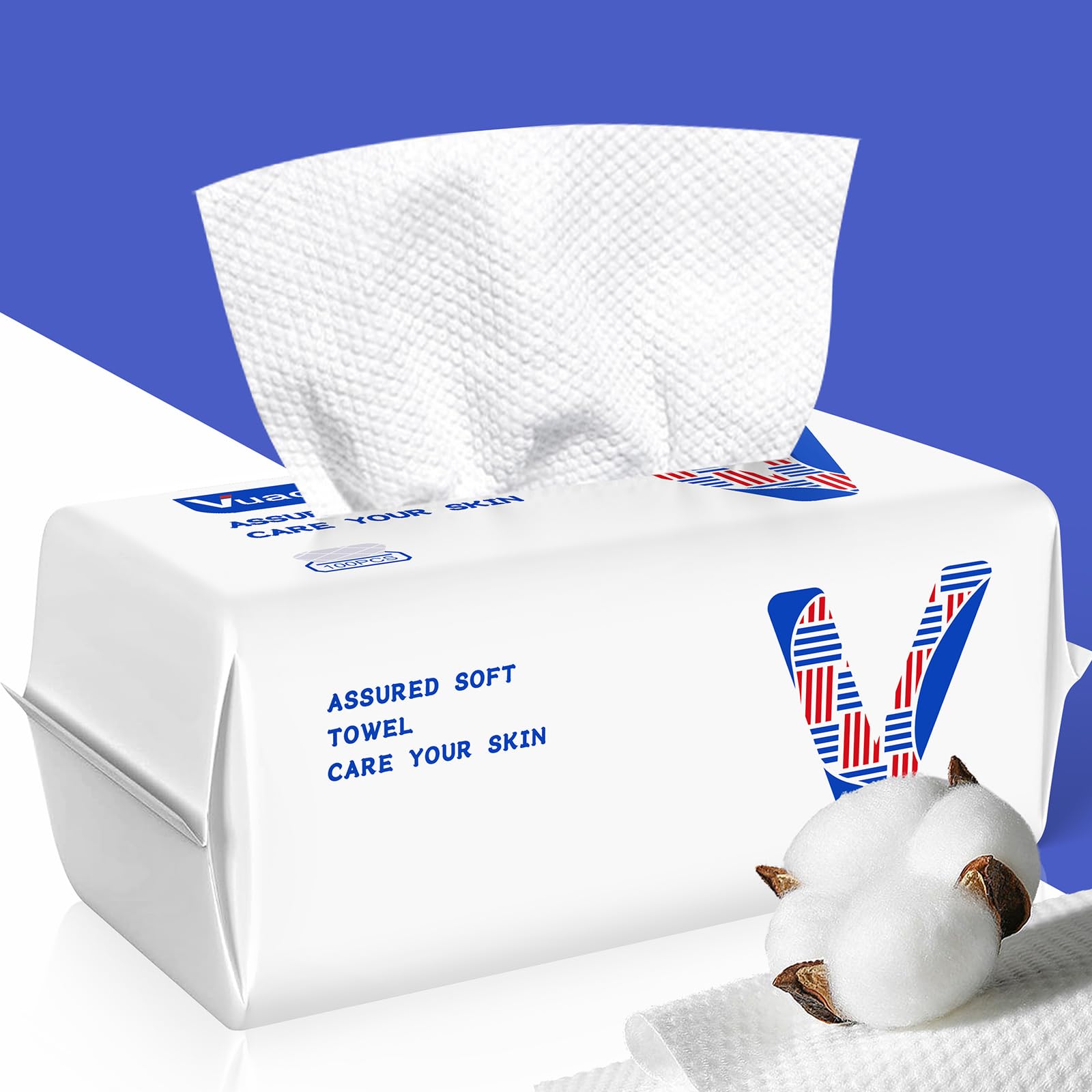 Mua Face Towels Disposable Cotton Facial Clean Towels, 100 Count Biodegradable Soft Dry Facial