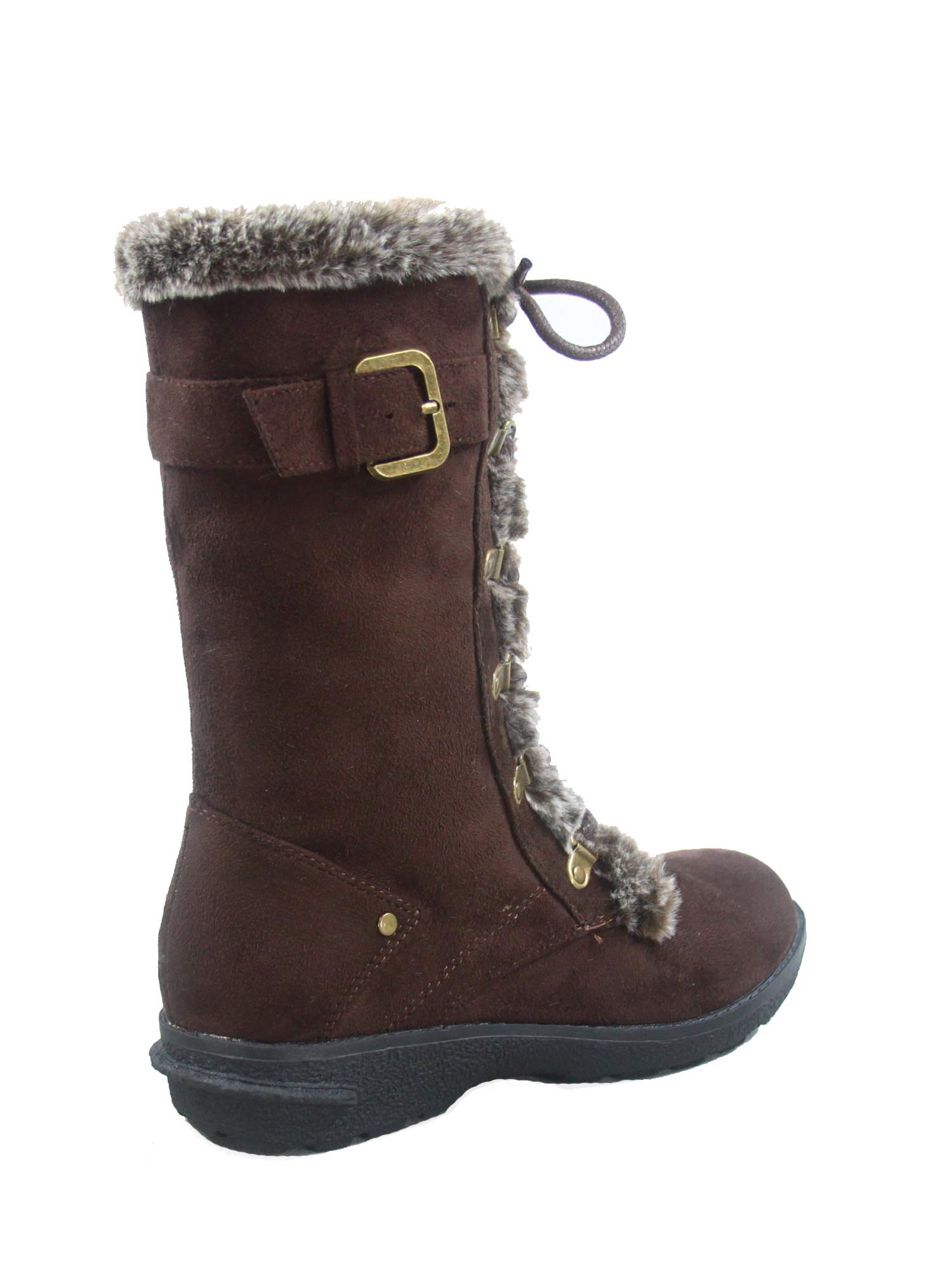 Forever Link FZ-Aura-10 Women's Fashion Round Toe Lace Up Zipper Mid-Calf Winter Snow Boots Shoes (6 (M) US, Brown) - Image 4