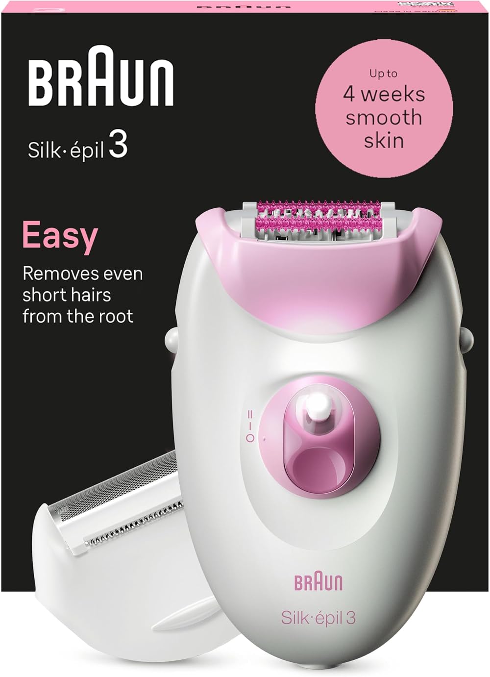 Braun Silk-épil 3 Corded Epilator Hair Removal with Shaver Head Pink 3-031