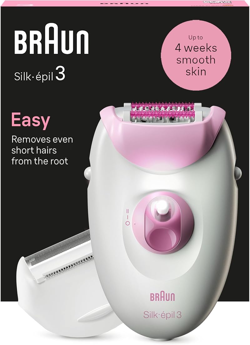 Braun Silk-épil 3 Corded Epilator Hair Removal with Shaver Head Pink 3-031