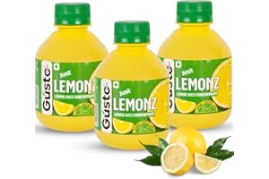 Gusto Foods Yellow Lemon Juice Concentrate - Pack Of 3 (600Ml) | Equivalent To 60 Lemons | Pocket Bottle Hassle Free | Ideal 
