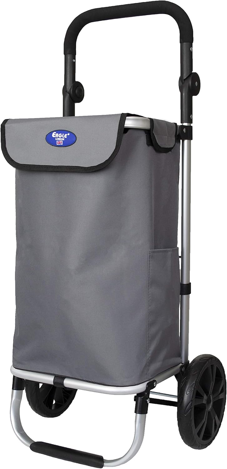 Aluminium Frame Shopping Trolley (Grey with Adjustable Handle) BigaMart