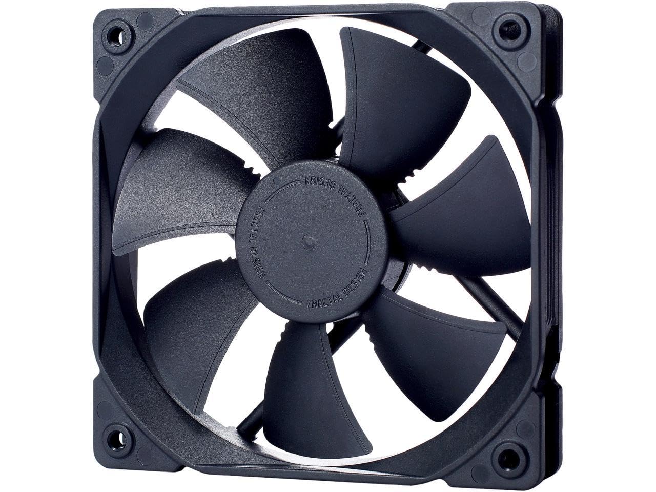 Fractal Design Dynamic X2 GP-12 PMW Computer Fan - Silent Fan - High Airflow – 120x120x25 mm – 2000RPM – FDB-Bearings – Trip Wire - Aerodynamically shaped struts - Black Edition (Single)