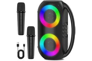 HEETIPUK Karaoke Machine with 2 Wireless Microphones,Portable Bluetooth Karaoke Machine Adults&Kids,Karaoke Speaker with PA System,Singing Machine for TV Home Party Gifts Support AUX,USB,TF Card