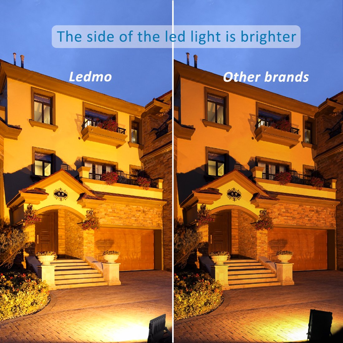 LEDMO 150W LED Flood Light Outdoor, NEW VERSION 750W Equivalent Waterproof IP65 85-265v Instant On UL and DLC 12000Lm, 3000K, Outdoor Floodlight for Garage, Garden, Lawn and Yard