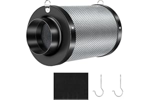 GROWTENT GARDEN ATOUR 6" Air Carbon Filter Smellines Control with Australia Virgin Charcoal for Inline Duct Fan, Grow Tent, Vent Cover and Pre-Filter Included