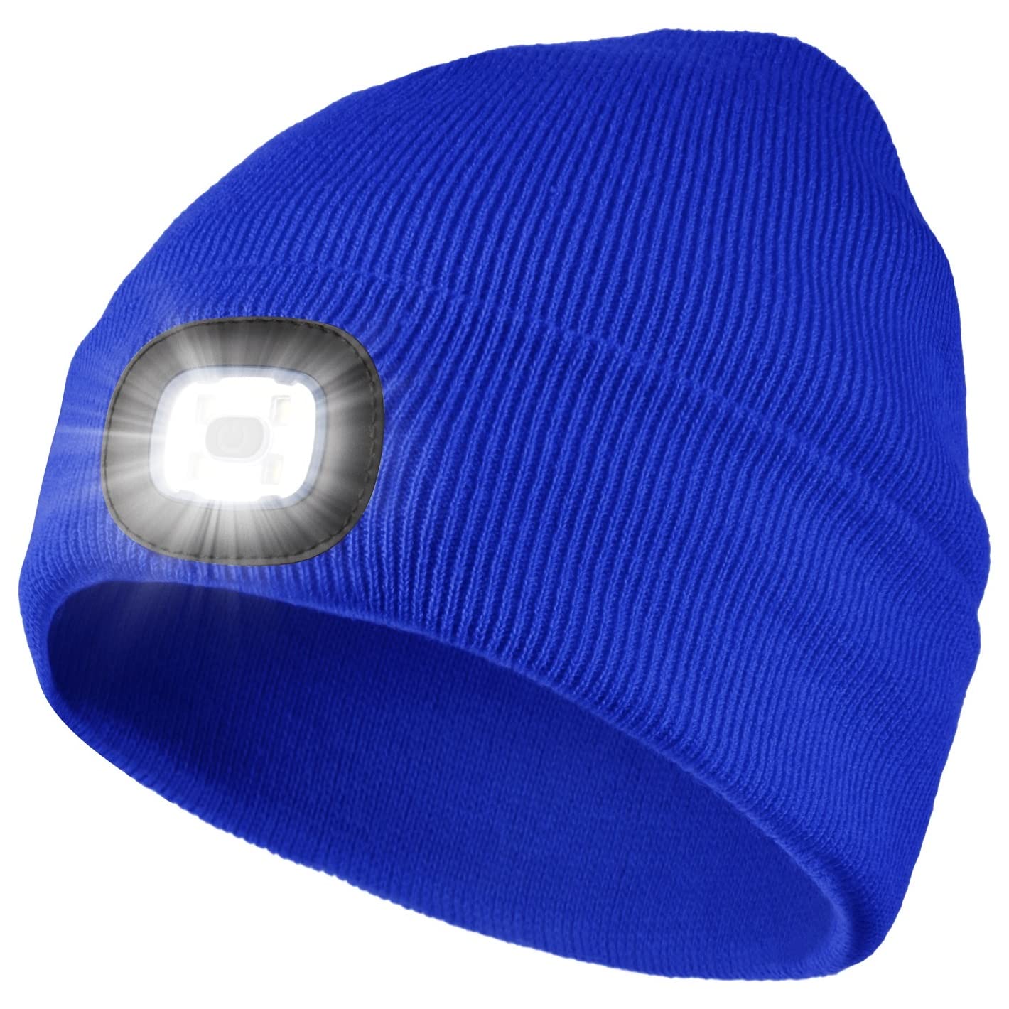Attikee LED Lighted Beanie Cap for Adults, USB Rechargeable 4 LED Headlamp Hat, Unisex Winter Knit Hat Torch for Running Cycling Camping, Christmas Tech Gifts for Men Dad Women Teens