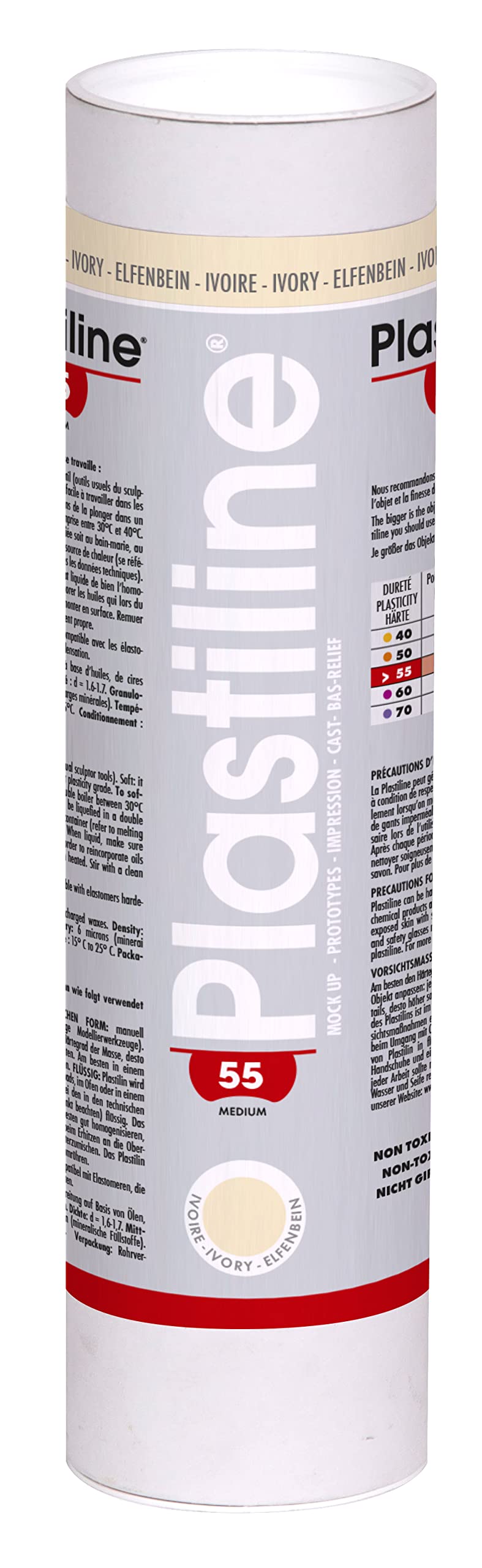 Plastiline 1155T - Plastiline tube - Modelling Paste, High Precision -, Sculpting, Moulding - Hardness 55 (medium) - 1 kg - Ivory shade. Made in France