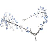 MOSTORY Crystal Fairy Crown Headband - Elf Circlet Elven Tiara Gothic Moon Headpiece for Renaissance Cosplay Photo Shoot